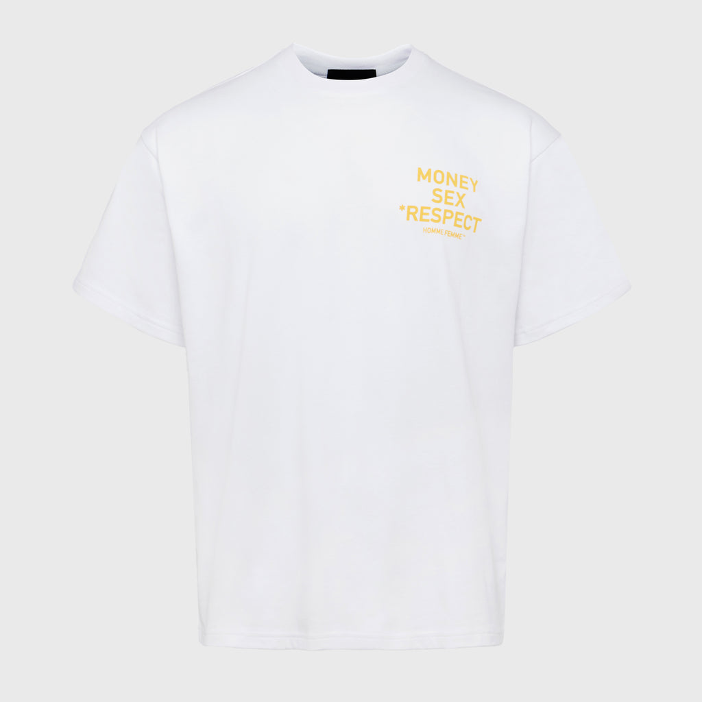 Respect Tee White and Yellow – HommeFemmeLA