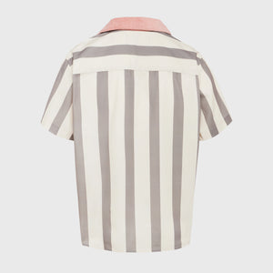 Paneled Corduroy Striped Shirt Pink