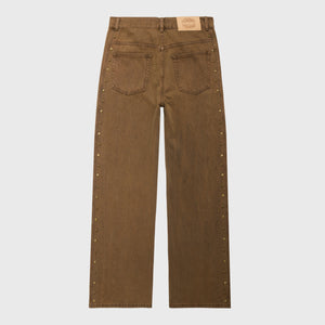 Studded Denim Jeans Brown