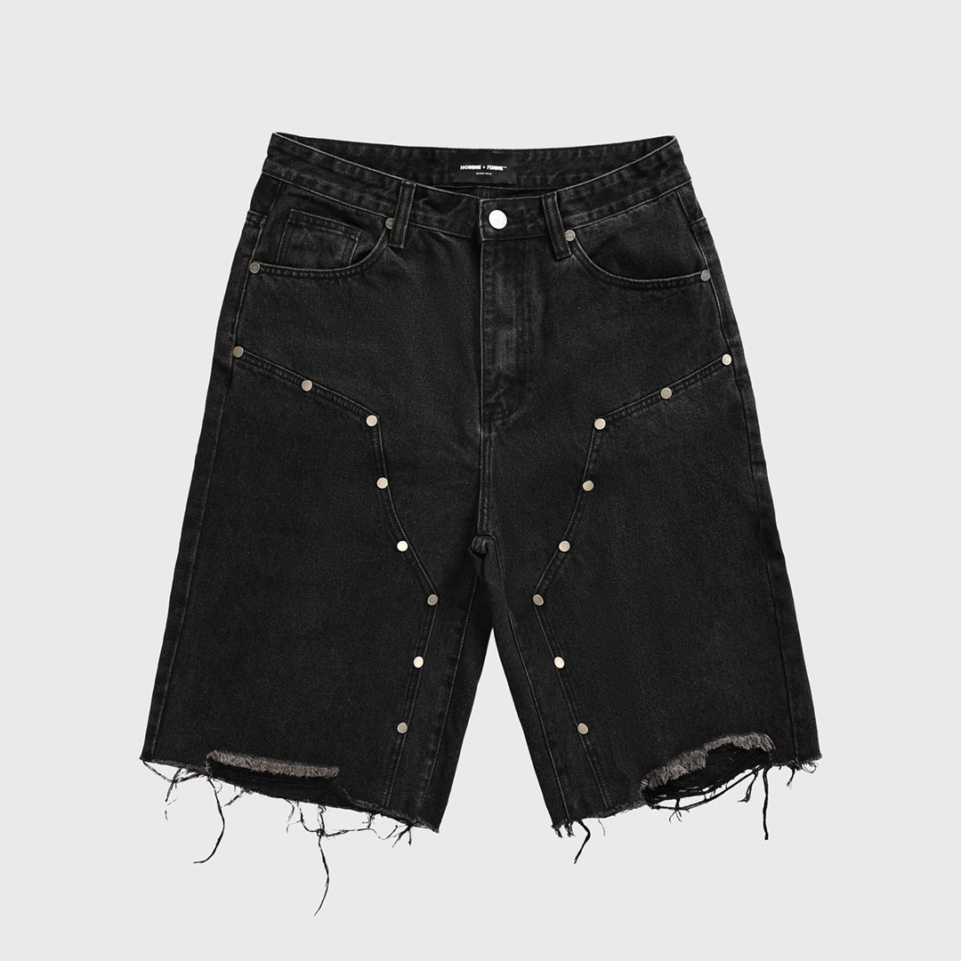 Arsenal Studded Denim Shorts Black – HommeFemmeLA