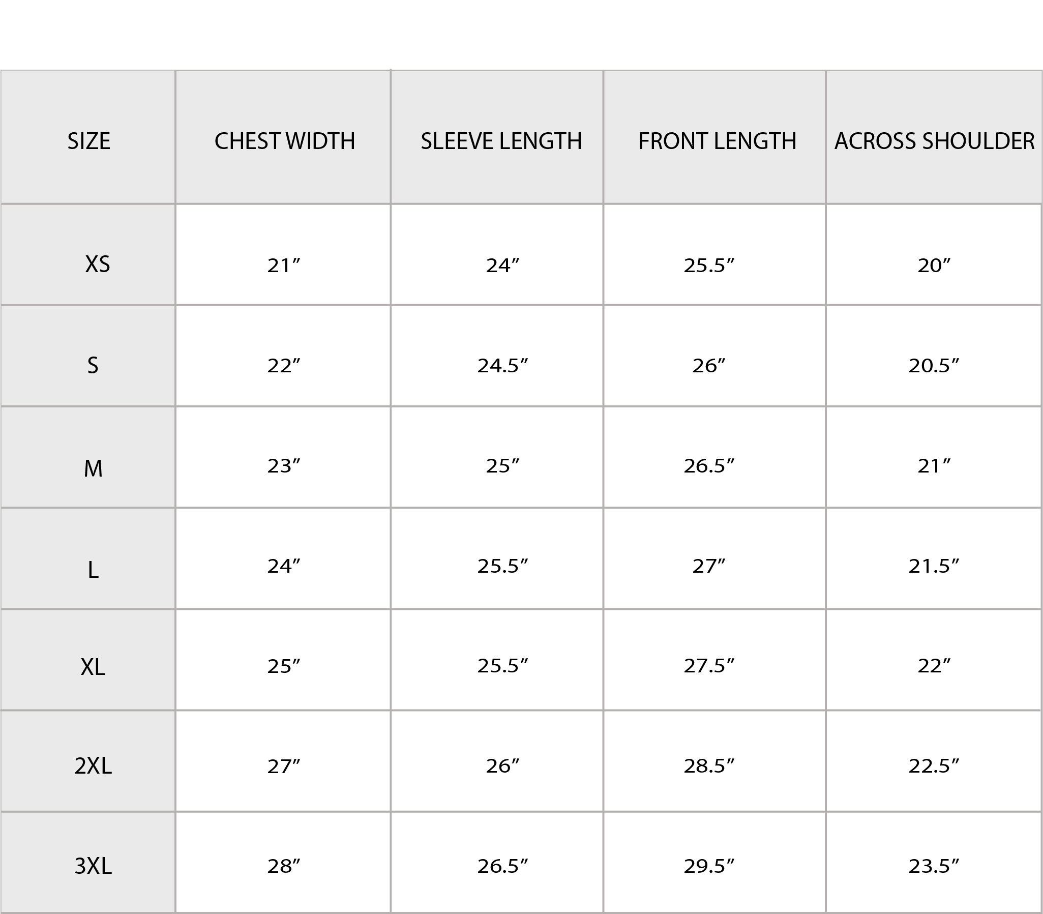 Size Chart