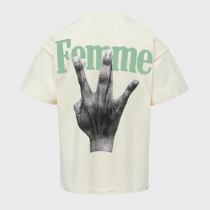 Twisted Fingers Tee Cream with Green