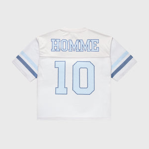 Classic Football Jersey White and Baby Blue