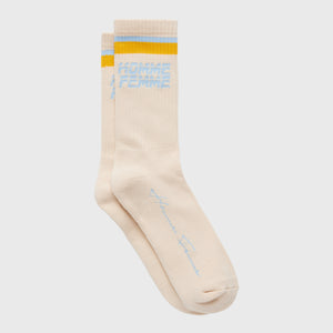 Double Stripe Socks Cream