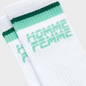 Double Stripe Socks White and Green