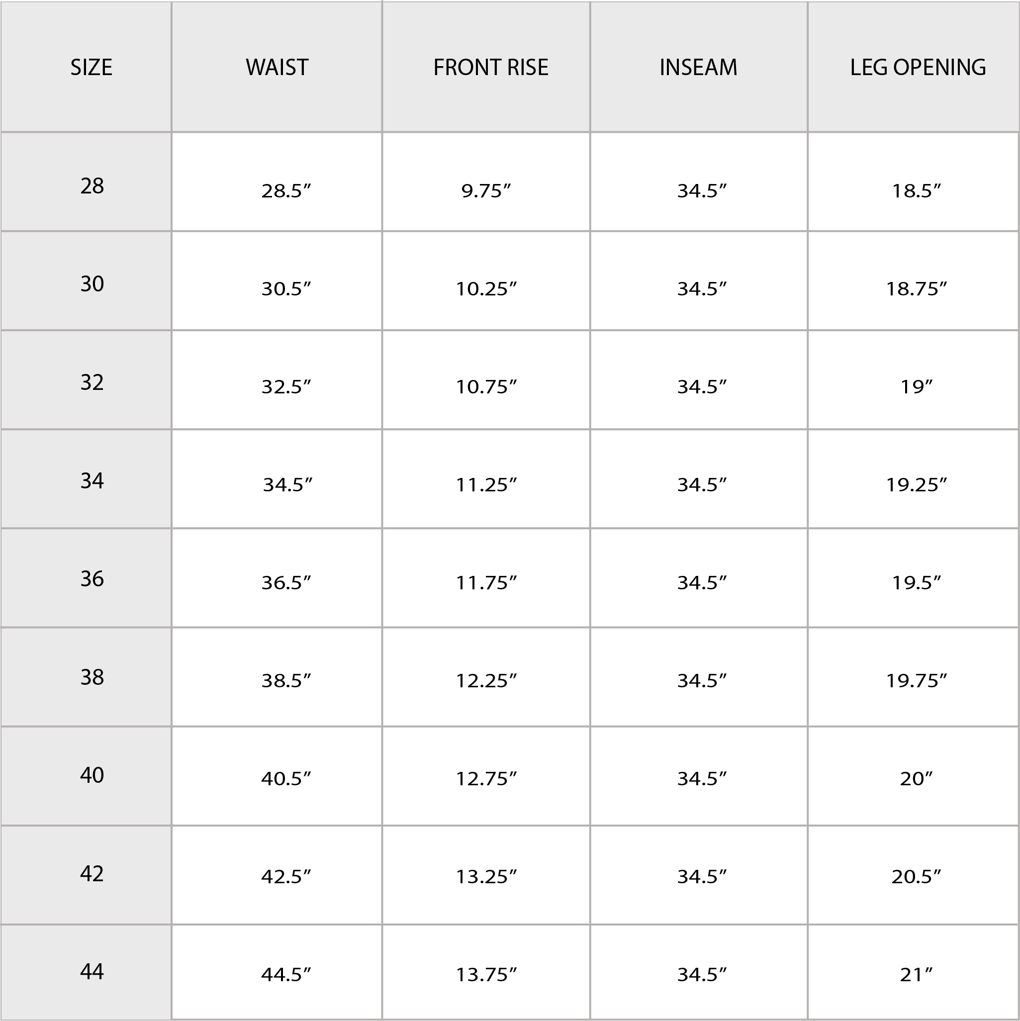 Size Chart