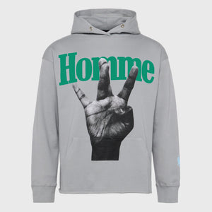 Twisted Fingers Hoodie Grey with Green and Light Green
