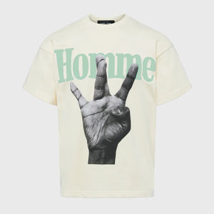 Twisted Fingers Tee Cream with Green