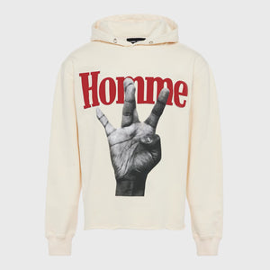 Twisted Fingers Hoodie Cream with Red and Black