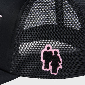 Fake Love Trucker Hat Black and Pink
