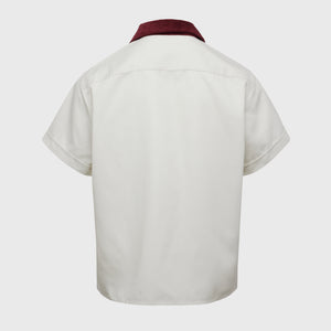 Paneled Corduroy Shirt Maroon