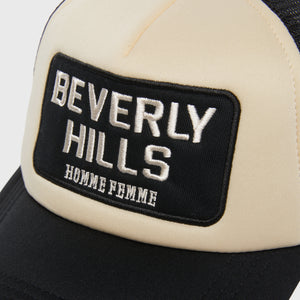Beverly Hills Trucker Hat Black and Cream