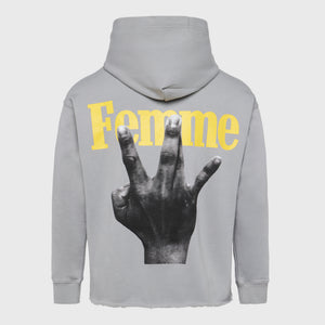 Twisted Fingers Hoodie Grey with Light Blue and Yellow
