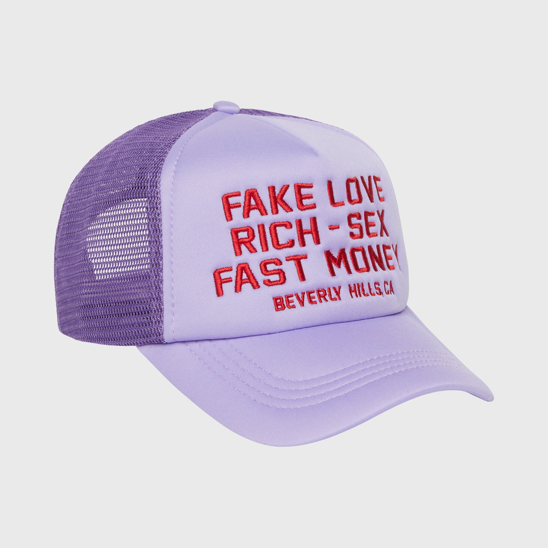Fake Love Trucker Hat Lavender – HommeFemmeLA display picture 1
