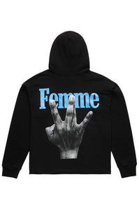 Twisted Fingers Hoodie Black with Yellow and Blue