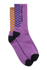 Racing Crew Checkered Socks Purple
