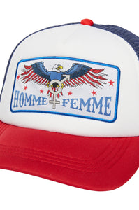 Eagle Trucker Hat Blue and Red