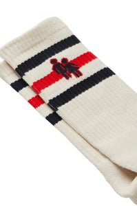 Trademark Socks Cream with Black and Red