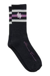 Trademark Socks Black with Purple and White