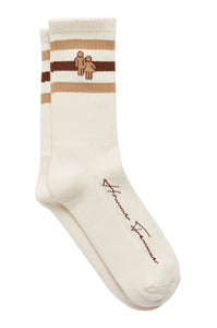 Trademark Socks Cream with Tan Man and Woman logo