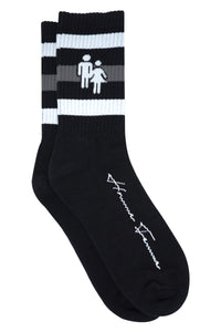 Trademark Socks Black With White and Grey Stripes