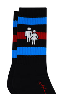 Trademark Socks Black With Blue and Red Stripes