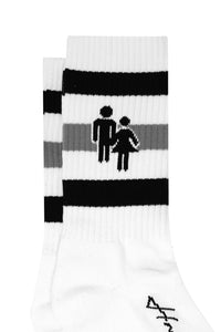 Trademark Socks White With Black and Grey Stripes