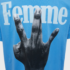 Twisted Fingers Tee Blue with Cream and Light Blue