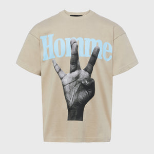 Twisted Fingers Tee Slate with Light Blue and Yellow