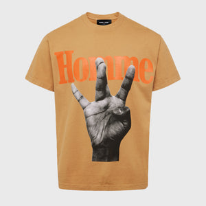 Twisted Fingers Tee Brown with Orange and Cream