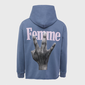 Twisted Fingers Hoodie Navy with Cream and Lavender