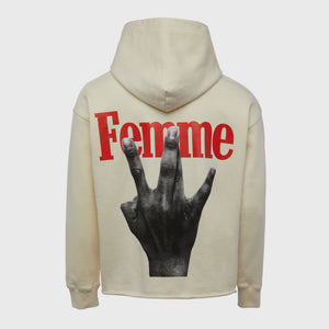 Twisted Fingers Hoodie Cream with Blue and Red
