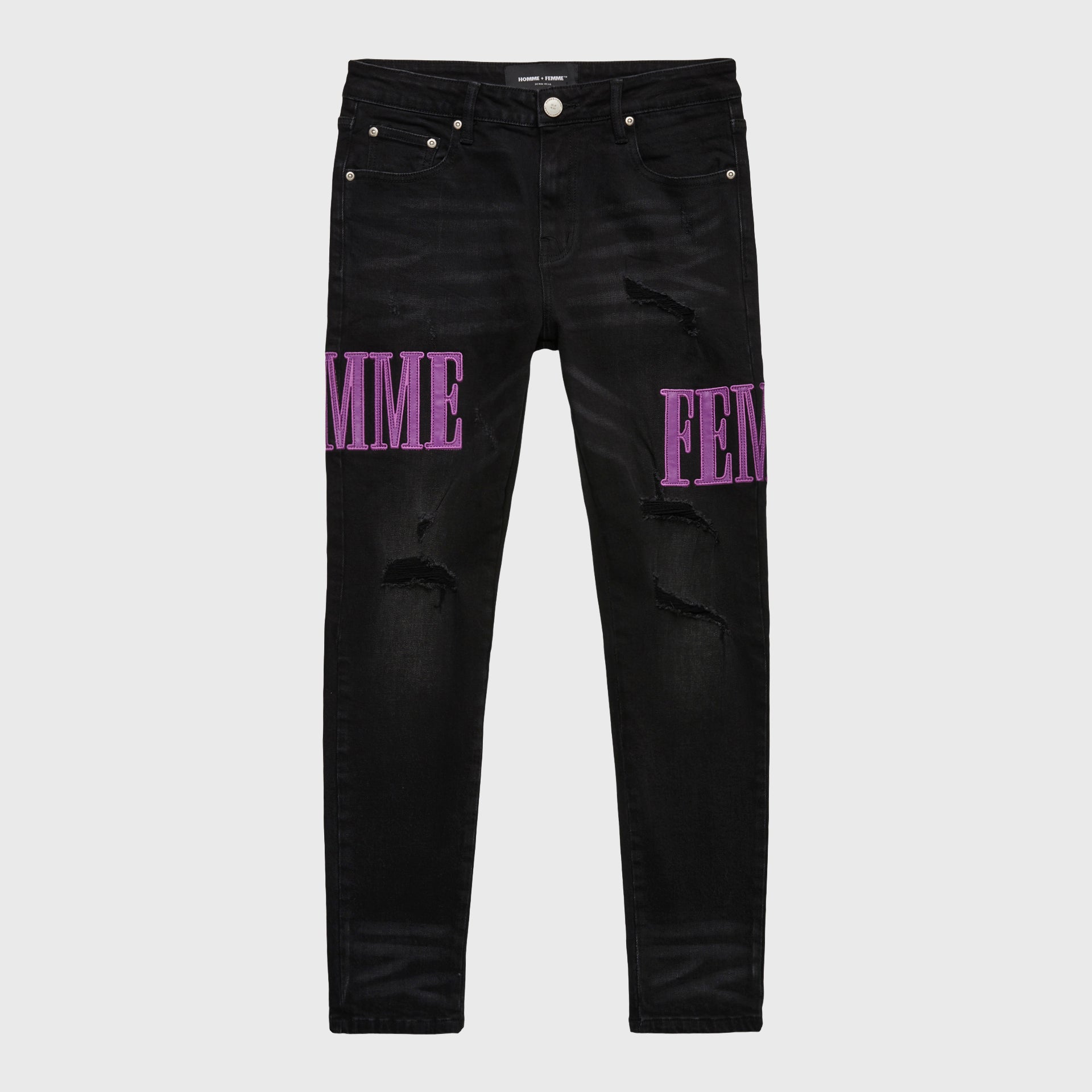 Letterman Denim Black With Purple Letters – HommeFemmeLA