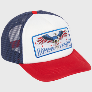 Eagle Trucker Hat Blue and Red
